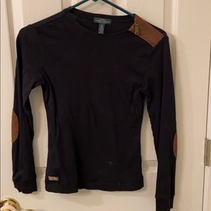 Ralph Lauren black top with elbow patches